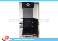 Four - Sides Black MDF Display Stand With Digital Printing LOGO / Stick Graphics