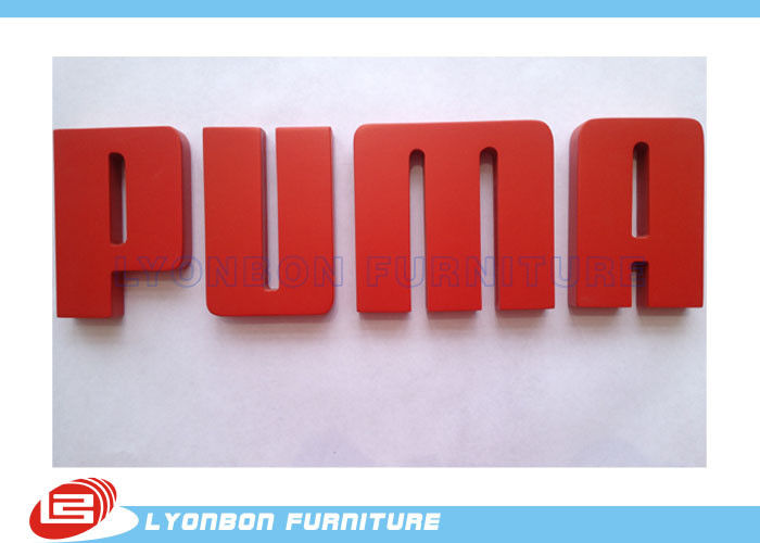 OEM Puma CNC Wood Engraving Logo / Red MDF Brand Label For Wood Display Stand