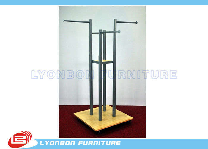 Grocery Four-Way Metal Wooden Display Stands For Garment Presenting