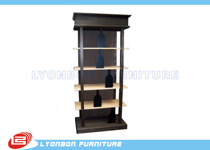 Fashionable Black Solid Wooden Display Racks SGS For Wine Presenting