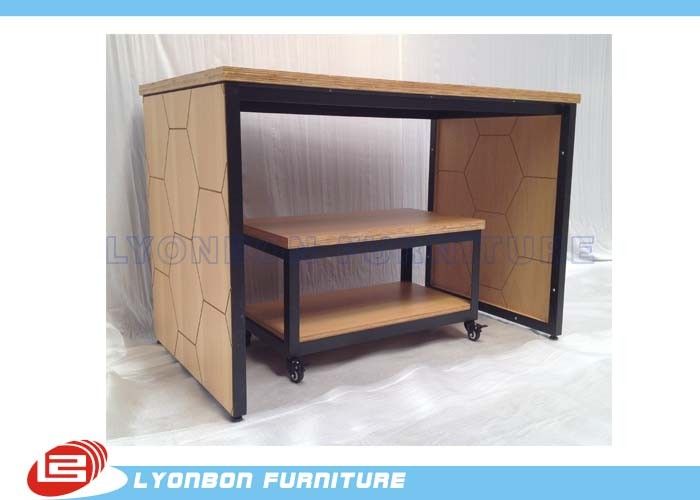 Eco Friendly Durable MDF Metal Display Tables With LOGO Sticker ISO Certificate