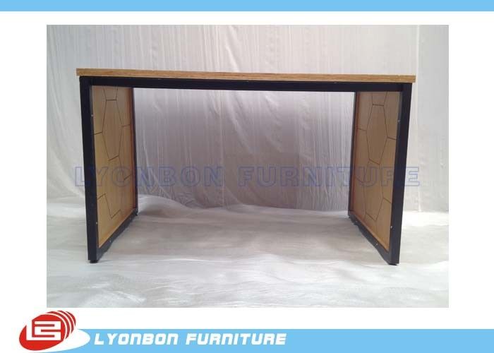 Melamine Finished Black Metal Retail Display Tables Shopping Mall MDF Display Table