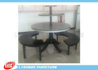 Round Black Clothes Shop Display Table With Metal Support / Solid Wood Feet