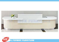 White MDF Wood Reception Desk For Exhibition Help Center , 5000mm * 2800mm * 1050mm