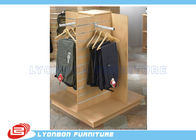 Garment Clothing MDF Wood Slatwall Display Stands With Metal Hangers
