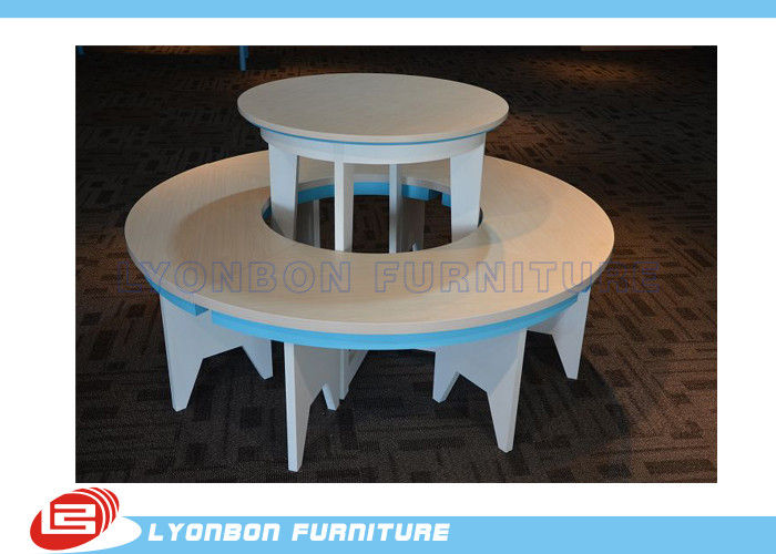 Fashionable Retail Store Round Gondola Display Table White For Hand Bags