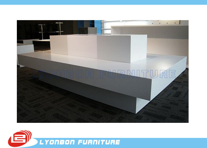 Customized MDF White Retail Display Tables OEM ODM With Printing Logo