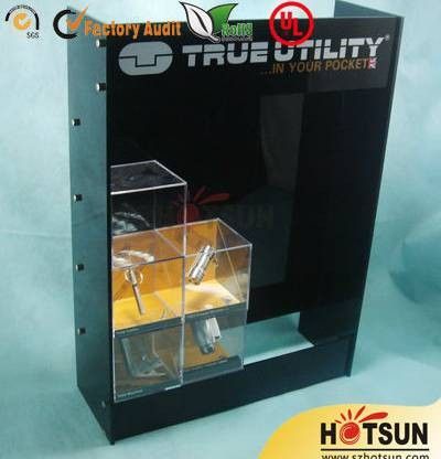 Black Acrylic Wood Display Cabinets For Presenting Cosmetic / Cigarette