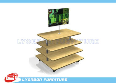 Customize MDF Wooden Gondola Display Stands Retail Fixtures With 4 Layers