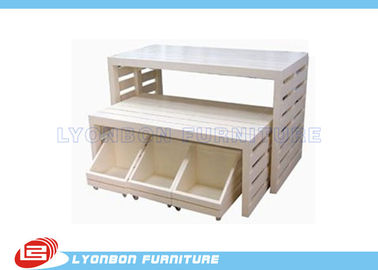 White Customied MDF Retail Store Display Tables Sgs Iso , Paint Finished