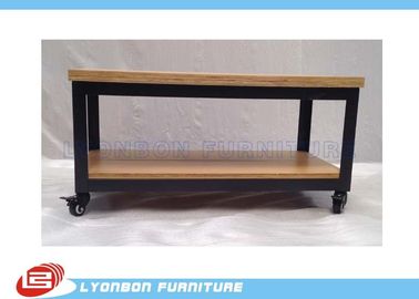 Custom Mobile Retail Display Tables / Desk Black Metal Display Table With Casters